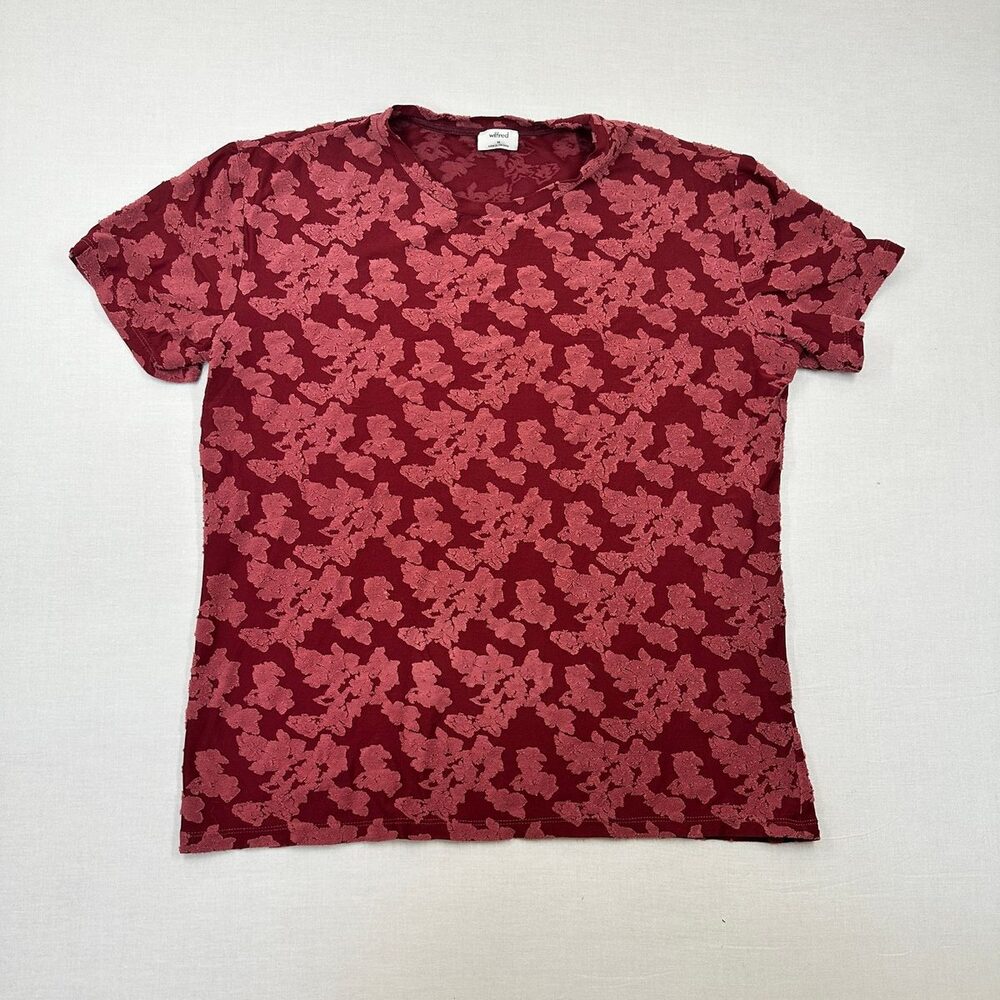 Grandmacore Aritzia Wilfred Burgundy Floral Jacquard Crew Neck Top Medium